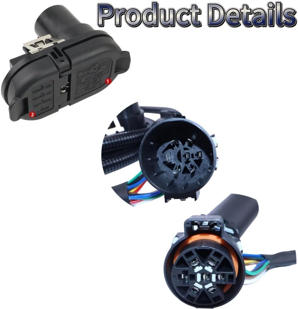 Trailer Connector Kit Wiring Kit 41167 7 Blade & 4 Flat 5th Wheel Set Fit for Ford GM Ram