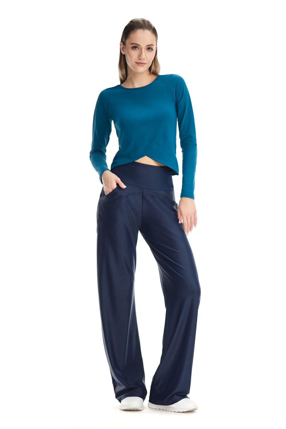 WINSHAPE Damen Trainingshose Functional Comfort Wide Leg Pants Cul105c “high Waist” im Jeans Print