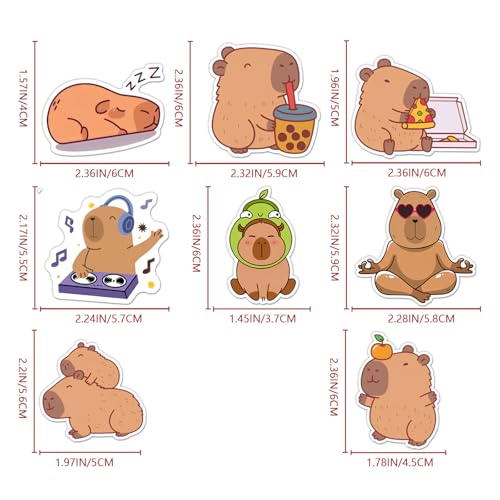 Imanes de nevera con diseño de capibara, set de 8 piezas miniatura 2