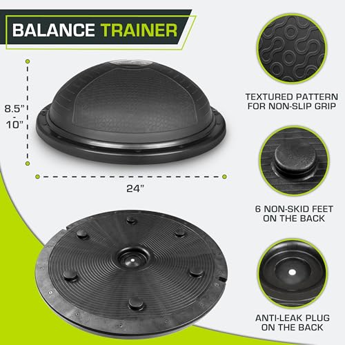 Image of ProsourceFit Balance Trainer Stability Exercise Half Ball with Resistance Bands and Pump for Yoga Aerobics Home Gym Workout