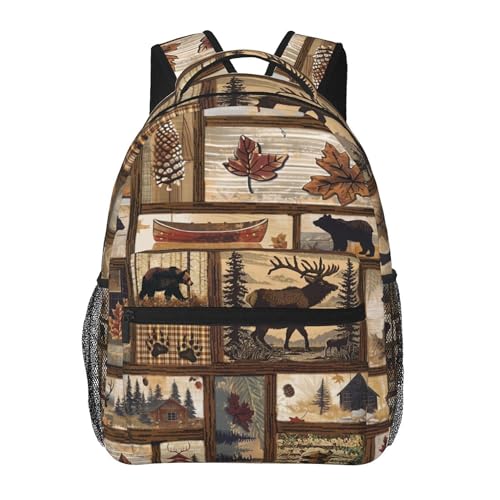 Nerxy Rustic Cabin Bear Moose Backpack - Forest Bears