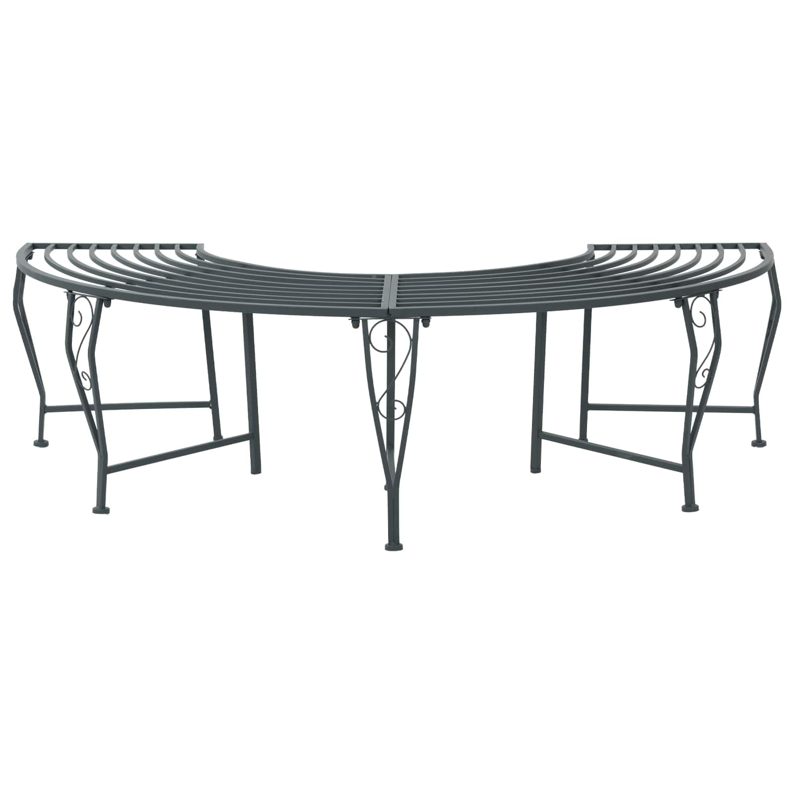 vidaXL Tree Bench 4-Seater 160 x 80 x 44 cm Steel Silver Grey