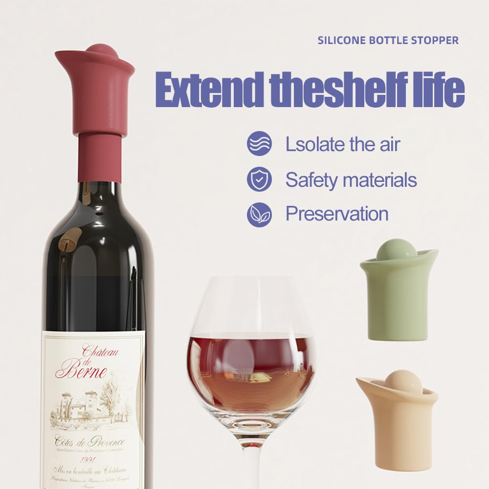 Tapón de vino de silicona para botellas de vino, tapones de vino para botellas de vino, cubierta de botella de sellado para cerveza, champán, cubiertas selladoras de botellas de vidrio, tapones de