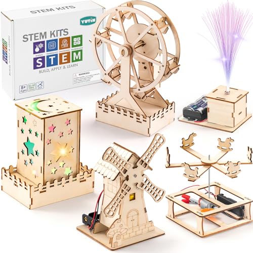 Yutin 5 Individual STEM Science Kits for Kids, Wood Arts and Craft Kits, STEM Toys for Boys Girls...
