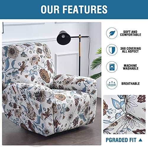 Image of Eco-Ancheng Recliner Slipcovers 4-Pieces Lazyboy Recliner Covers Recliner Couch Covers Recliner Chair Cover Non Slip Reclining Slipcovers with Storage Pockets Furniture Protector for Living Room