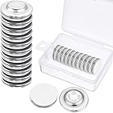 BBTO 24 Pieces Name Tags Magnets Magnetic Name Badge Round Adhesive Magnetic Pin Backs for Clothes with Plastic Storage Box for Circle Badges(Diameter of 2 cm/ 0.79 inch)