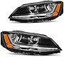 DWVO Headlights Assembly Compatible with 17 18 2017 2018 Jetta Headlamp with Led DRL Black Housing Amber Reflector Clear Lens Driver and Passenger Side