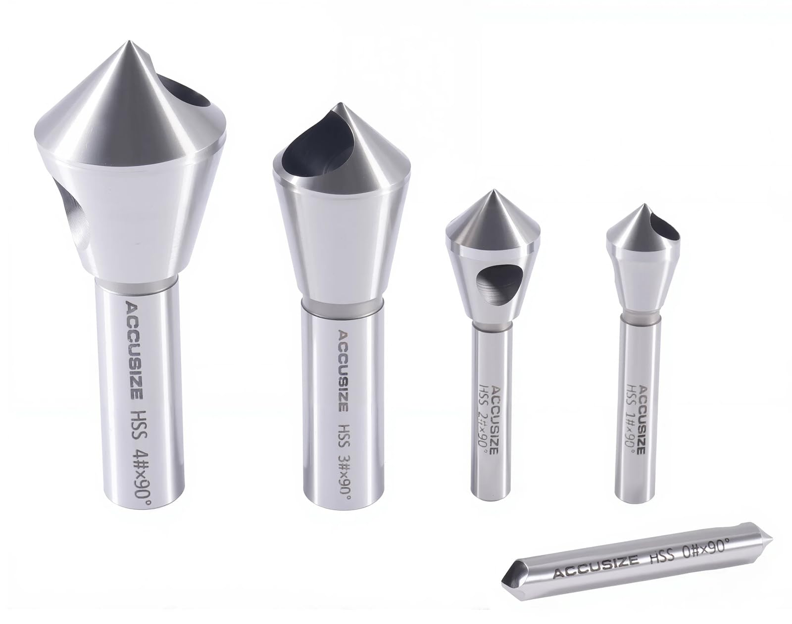 Accusize Industrial Tools Set di utensili per svasatura e sbavatura HSS, 90 gradi, 0 scanalature, 0206-0490, 5 pezzi