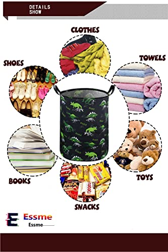 Image of ESSME Kids Hamper,Dinosaur Laundry Hamper Collapsible Canvas Dinosaur Storage Basket for Boys Room Decor, Nursery Hamper,Gift Baskets,Home Organizer(Dinosaur laundry hamper)