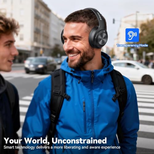 Image of Hybrid Active Noise Cancelling Headphones, Bluetooth Headphones with Hi-Res Audio, 70H Playtime Over Ear Headphones with Fast Charge, ANC Wireless Headphones with Comfort Earcup for Travel /Office /Home