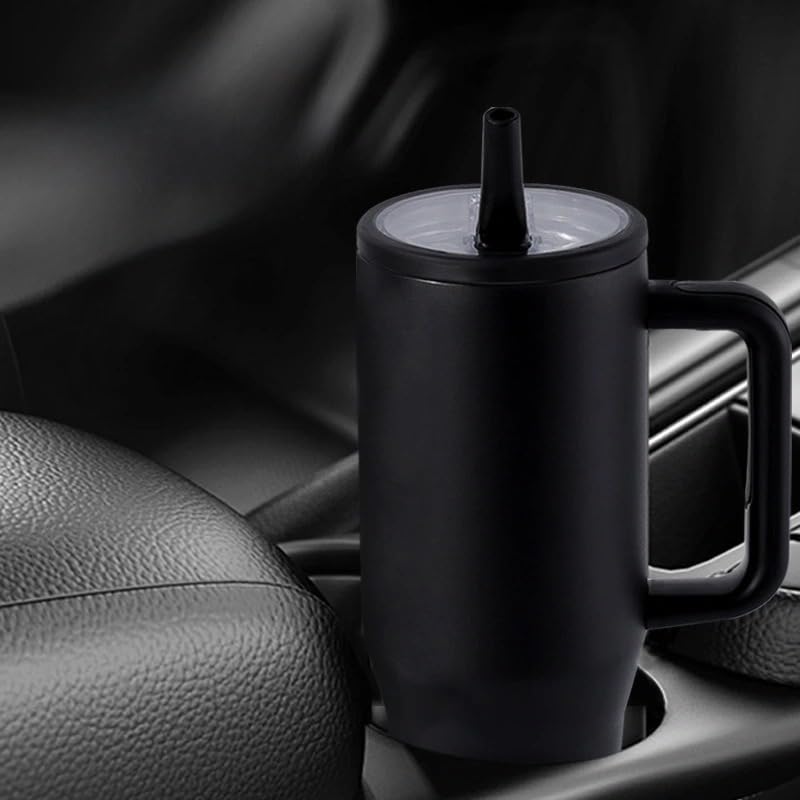 Image of SKDBPM Personalized Stainless Steel Tumbler with Handle, 1200ml Capacity, Black Insulated Travel Mug with Straw, Custom Name Design (Black (3rd))