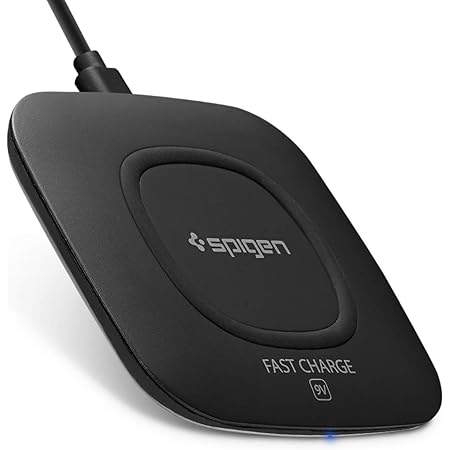 Spigen Compact Fast Usb Wireless Charger F301W [Offical Qi Certified][Up To 10W] Qi Wireless Charging Pad Wireless Charger For Androids Cellular Phones & Ios Wireless Charging Support Device - Black