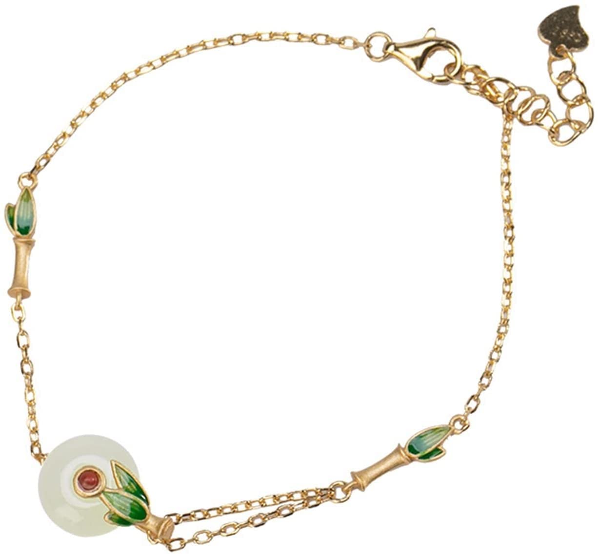 YDYDTTKD Orecchini in Argento S925 placcati in Oro con Pendente in Giada Hetian intarsiato, Anello con Bracciale per Orecchio, Set per Gioielli Fidanzata