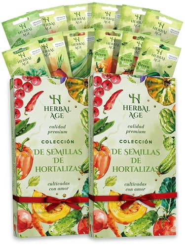 Kit Semillas Huerto Urbano De 12 Vegetales – Pack de 2, 10.200 Ecológicas Semillas De Tomate, Pepino, Lechuga, Tomates Cherry – Kit Huerto En Casa Pack, Regalos Originales Para Hombre y Mujer