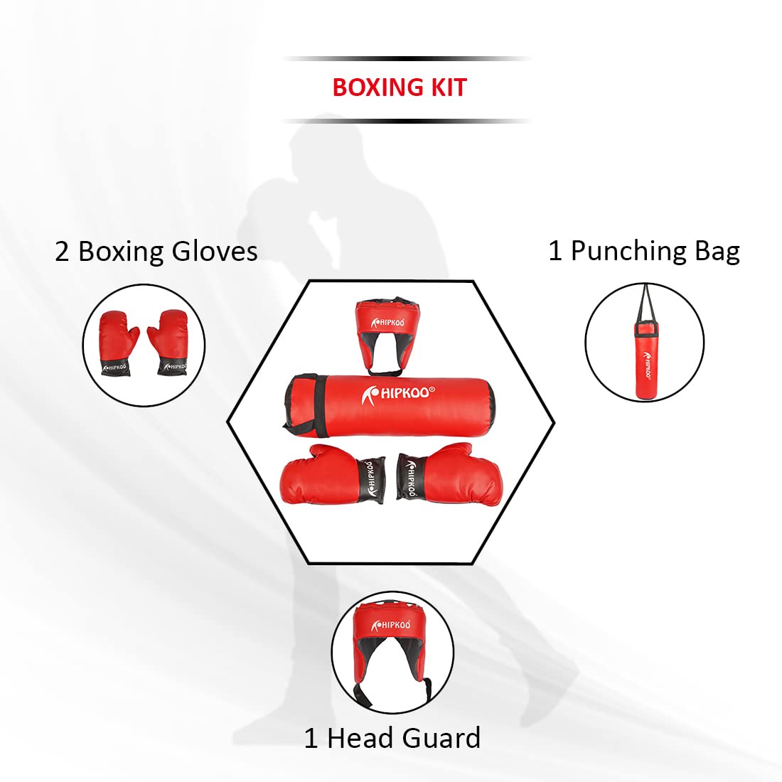Hipkoo Sports Kids Champ Junior Boxing Kit Set | 1 Punching Bag, 1 Head Guard, 2 Boxing Gloves | Boxing Training Punching Bag and Gloves for Boys and Girls | for 3 to 10 Years Kids (Set of 4) 3