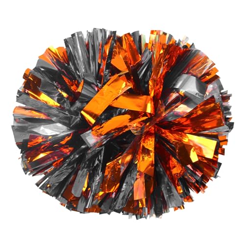 Hooshing 2PCS Black and Orange Pom Poms Cheerleading with Baton Handle Rainbow Cheer Pompoms for Sports Team Spirit Festival Party Cheering