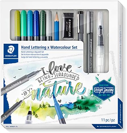 STAEDTLER 61 100C charcoal set with 6 Mars Lumograph black pencils, 3 Mars Lumograph charcoal pencils, 1 blending stump, 1 kneading artists eraser and 1 metal double-hole sharpener, 61 100C ST