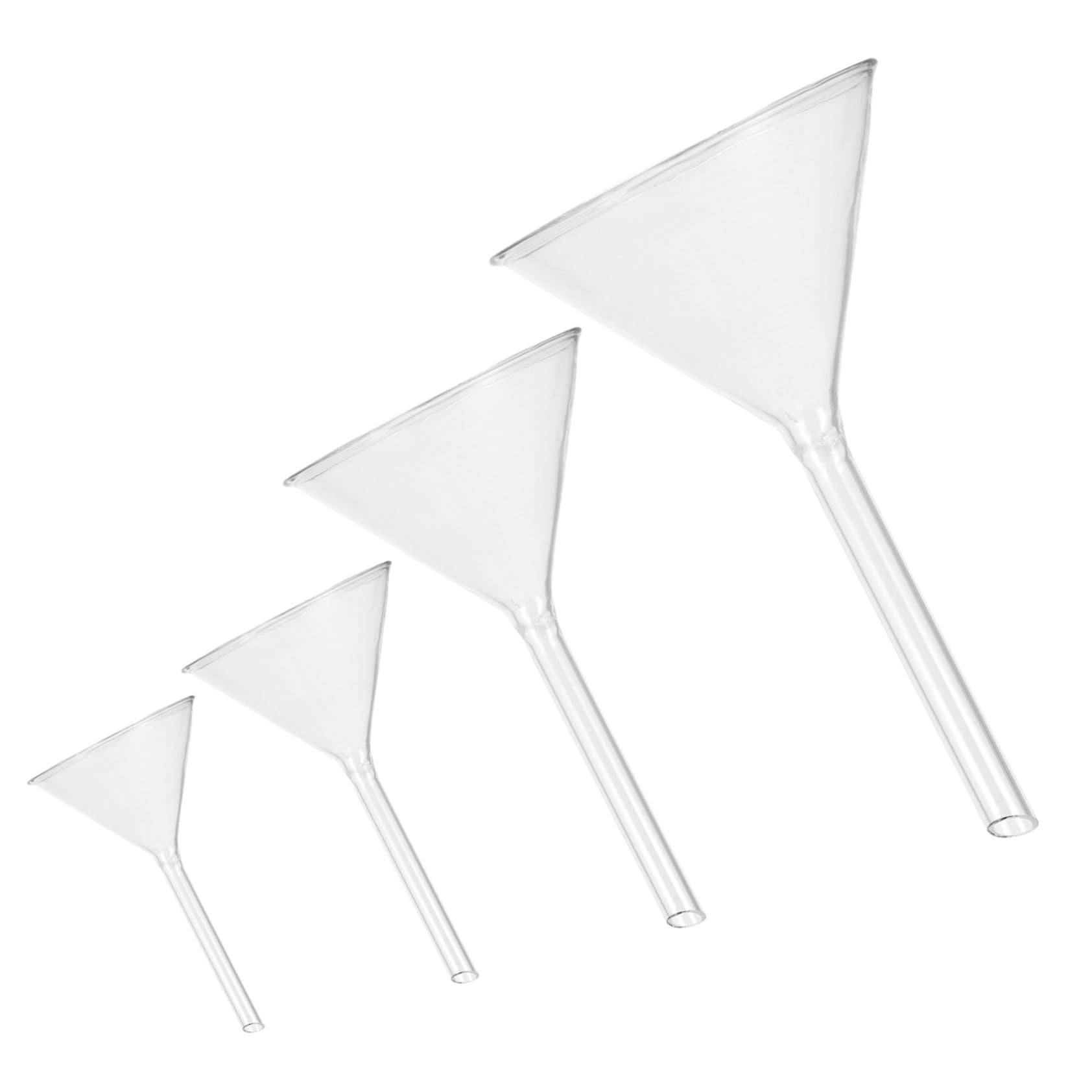 Toyvian 4 Stück Glastrichter Aus Laborglas Mit Kurzem Hals Präzise Flüssigkeitsübertragung Für Labor Basteln Und Kleines Abfüllen Chemikalienbeständig Transparent Stabile Wand