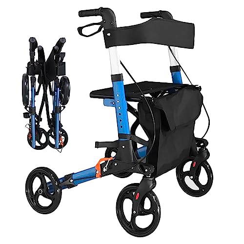 ANDADOR 4 EN 1 VIDA FÁCIL Galería del Coleccionista. Carrito Ortopédico para personas mayores, convalecientes… Aluminio superligero, Asiento, 4 Ruedas, Frenos, Bolsa. Totalmente Plegable. 011700126