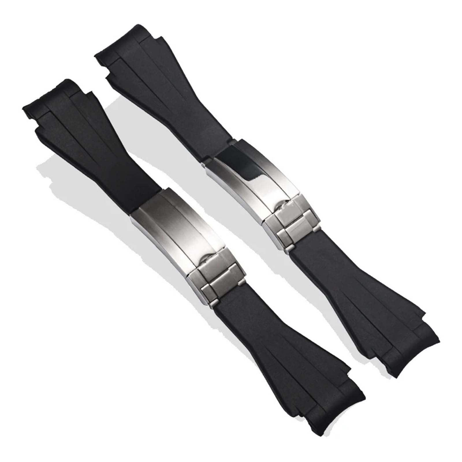Genérico Correa de reloj de caucho negro de 21 mm compatible con Rolex Deepsea Gilde Lock, cierre de seguridad, correa de silicona, pulsera de muñeca