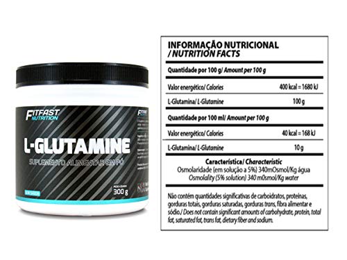 L - Glutamine - 300g Sem Sabor - Fitfast Nutrition, Fitfast Nutrition