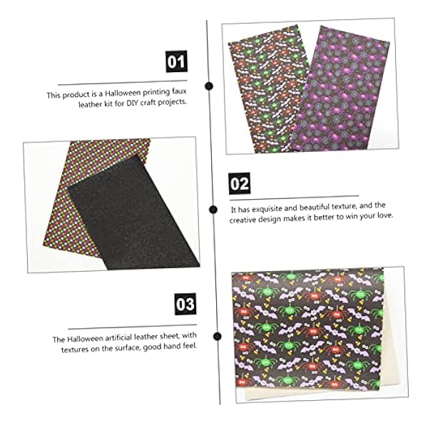 EXCEART 36 Hojas De Tela De Cuero Tela De Cuero Tela De Cuero De Halloween Hojas Acolchadas Araña Hojas De Cuero Halloween Material Artesanal De Cuero De Imitación Hojas De Cuero De