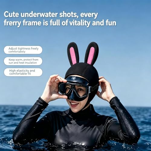 Gorro de natación para neopreno con orejas de conejo para piragüismo 3