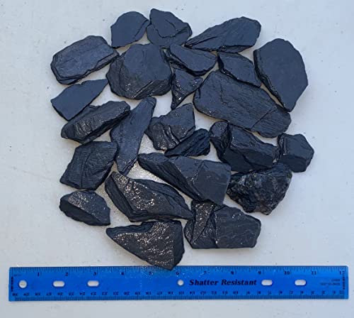 Awesome Aquatic Natural Black/Gray Slate 1-3 inch Rocks Stone for Aquascaping Aquariums, Landscaping Model, Terrarium & Vivarium Enclosures, Miniature & Fairy Garden, Models (2 lb 1-3 inch)