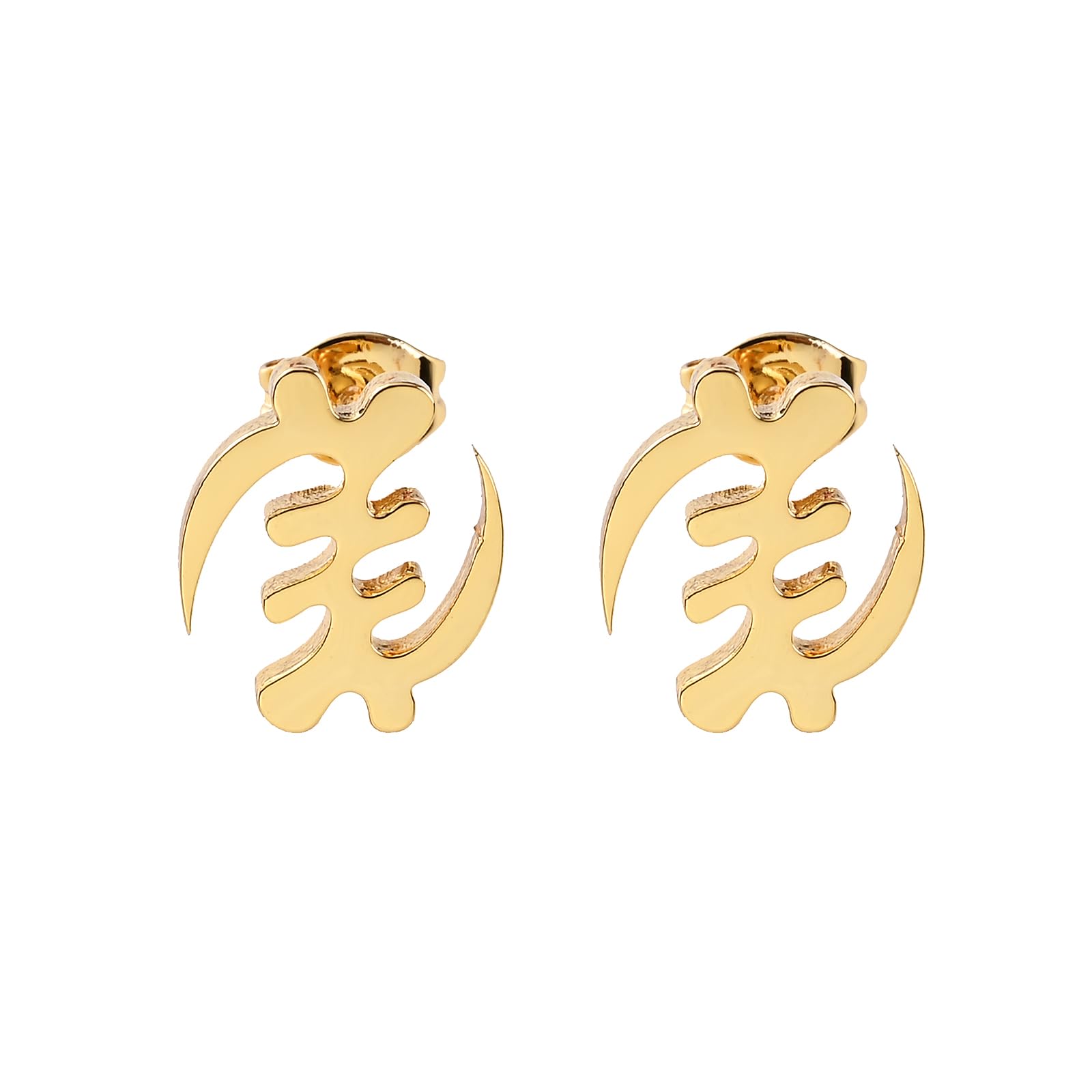 Custom Adinkra Symbol Earrings, Personalized Ghana Heritage Stud Earrings Gold