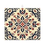 Tapete de secado de platos para encimera de cocina, étnico, bohemio, vintage, inspirado en el arte tradicional, súper absorbente, con lazo para colgar, 16 x 18 pulgadas
