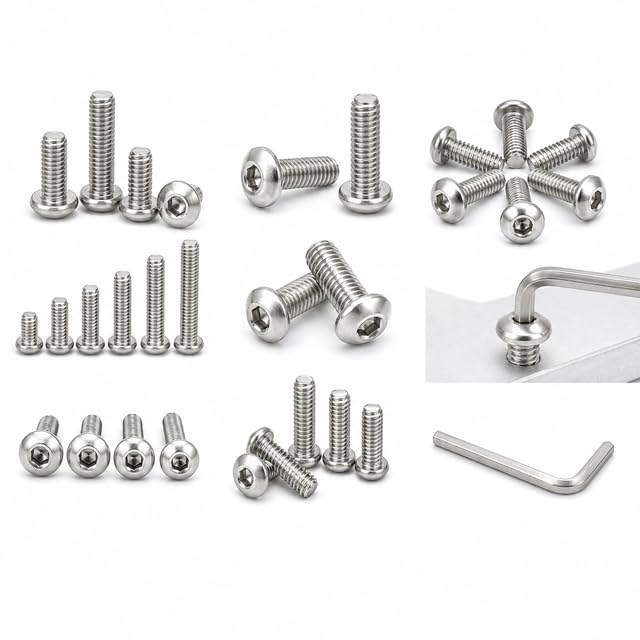 Image of By inchVP INDUSTRIES inch (Pcs-25) M6x30 mm Allen Button Nickel Finish Head Cap Screw High Tensile | Round Head Screw for Modular Furniture, Wooden Work, Electrical Fittings, DIY & Industrial Use