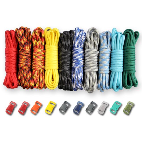 Paracord Planet Survival Emergency Paracord Bracelet Kits (Cobra Braid  Instructions Included) Unique Kits Ranging from 30 to 200 Feet in Total