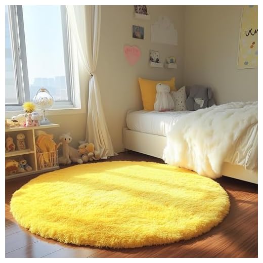 PAGISOFE Round Area Rug,5'X5',Fluffy Rugs
