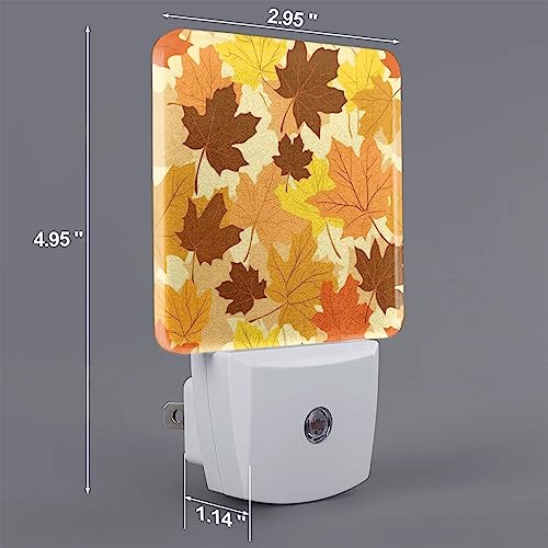 Image of Thanksgiving Pumpkins Autumn Leaf LED Plug-in Night Light 2-Pack, Auto Sensor Emergency Nightlights Set of 2 for Dawn /Dusk Bedroom Kitchen Bathroom Stairs Hallway Toilet