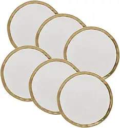 WOLFF - Prato Raso de Porcelana Dubai Branco e Dourado 25cm x 2cm