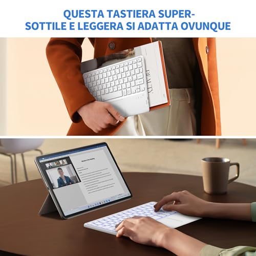 Teclado Bluetooth inalámbrico con touchpad integrado CACOE retroiluminado blanco 7