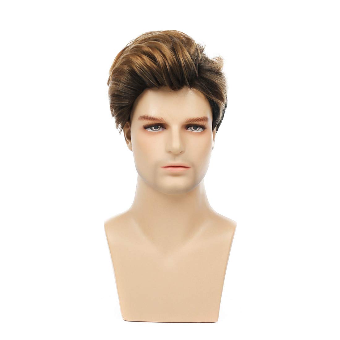 Swiking Mens Short Blonde Wig Natural Synthetic Dark Roots Cosplay Hair Wigs for Male Guy Daily Wig (Blonde Mix Black) - Image 2