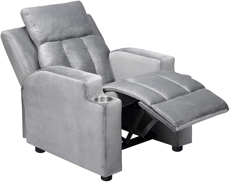 Naomi Home Sally Deluxe - Silla reclinable para niños con reposapiés y 2 portavasos, sillón reclinable para niños con soporte para tazas,