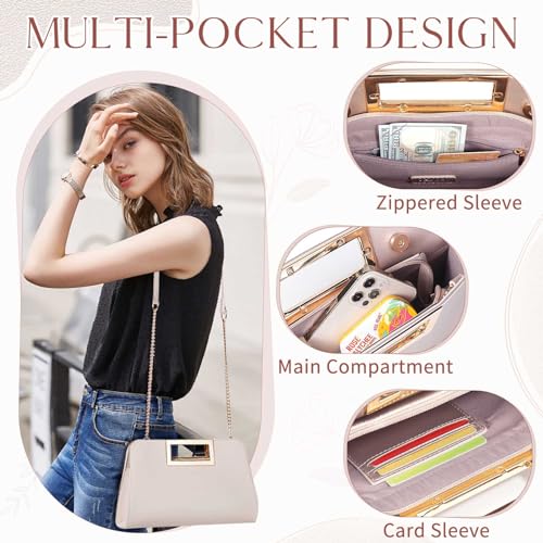 Image of VASCHY Clutch Purse for Women,Fashion Vegan Leather Cut-Out Handle Evening Handbag Crossbody Shoulder Bag for Wedding,Party