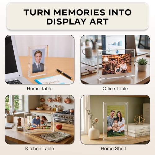 4x6 Acrylic Picture Frames 3 Pack, Clear Magnetic Photo Frames,Desk Display by Pictomagna - Used condition - Image 8