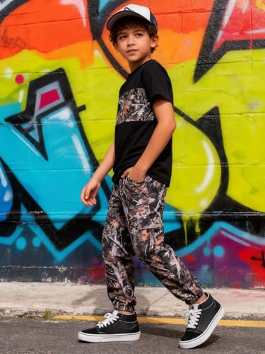 Image of 5-12 Years Boys Clothing Set Camo Hoodie & Cargo Pants Outfits Set 2025 Fashion Clothing