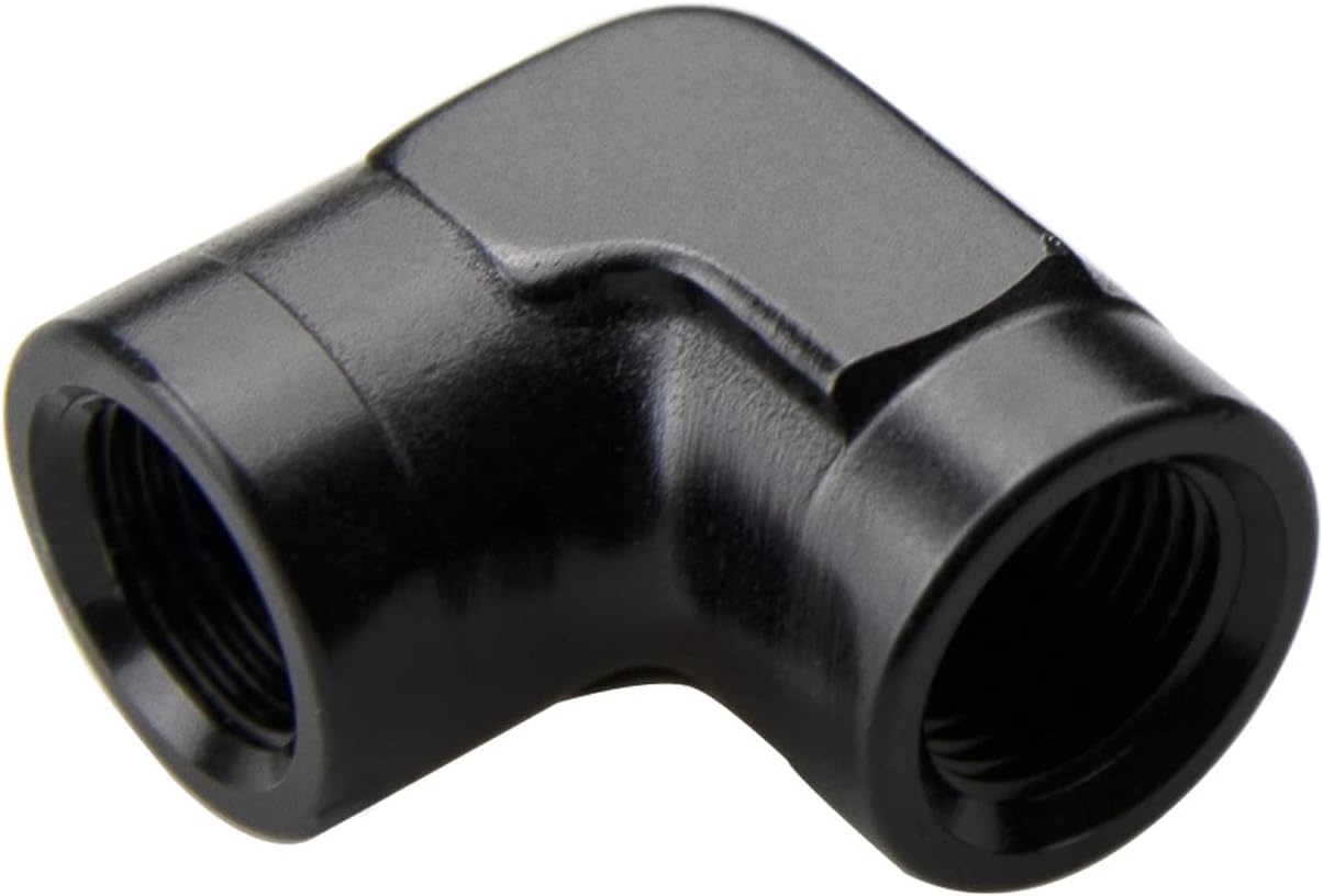 Aluminum 90 Degree 1/8" 1/8 inch NPT Female to Female Elbow Coupler Union Hose Fitting Adapter Black