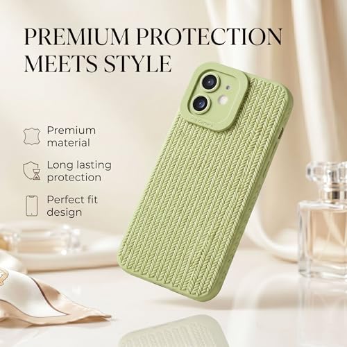 Image of amazon basics Luxury 3D Knitted Texture Soft Silicone Back Cover for iPhone 11 | Slim Fit Shockproof Case with Camera Protection & Non-Slip Grip - Green