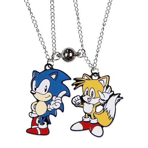 Bioworld Sonic The Hedgehog Jewelry Necklace Set Sonic and Tails Best Friend Necklaces Set For Women Men
