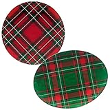 Certified International Christmas Plaid Melamine Platter Set, Multicolor, Large, 2 Piece