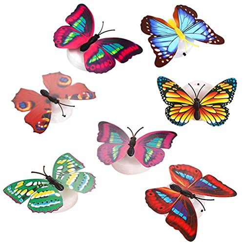 Dariokki Cke Lot de 50 autocollants muraux LED en forme de papillon, simulation stéréo 3D, lumière décorative pour la décoration de la maison