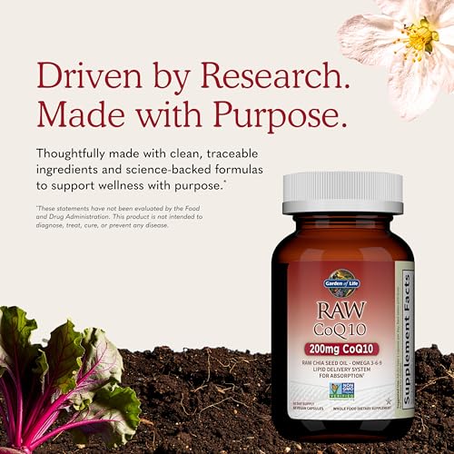 Garden of Life Raw CoQ10 200mg, with Omega 3 6 9 for Heart Health, 60ct - image 7
