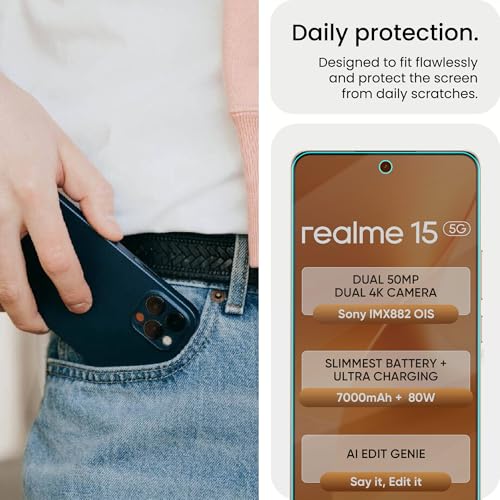 Image of FIRST MART Matte Screen Protector for Realme 15 - TPU Anti-Glare Protection, Fingerprint Working, Bubble-Free, Edge to Edge Coverage [ 1 Pack]