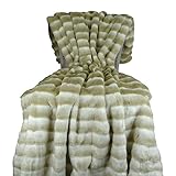 Thomas Collection Beige Ivory Chinchilla Faux Fur Throw Blanket & Bedspread - Beige Ivory Chinchilla...