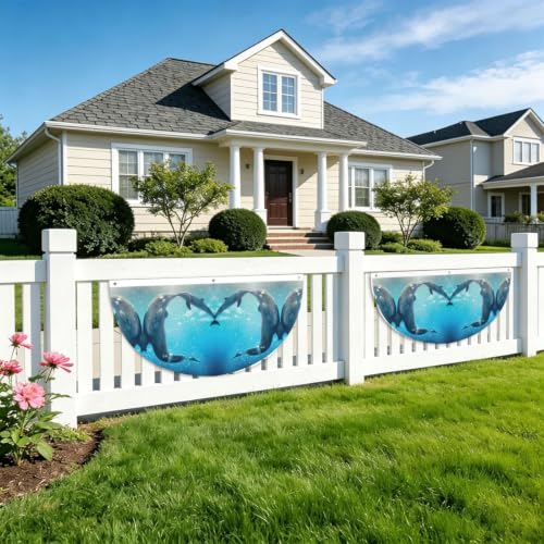 Bandera semicircular ligera y resistente con diseño de delfín para eventos 7